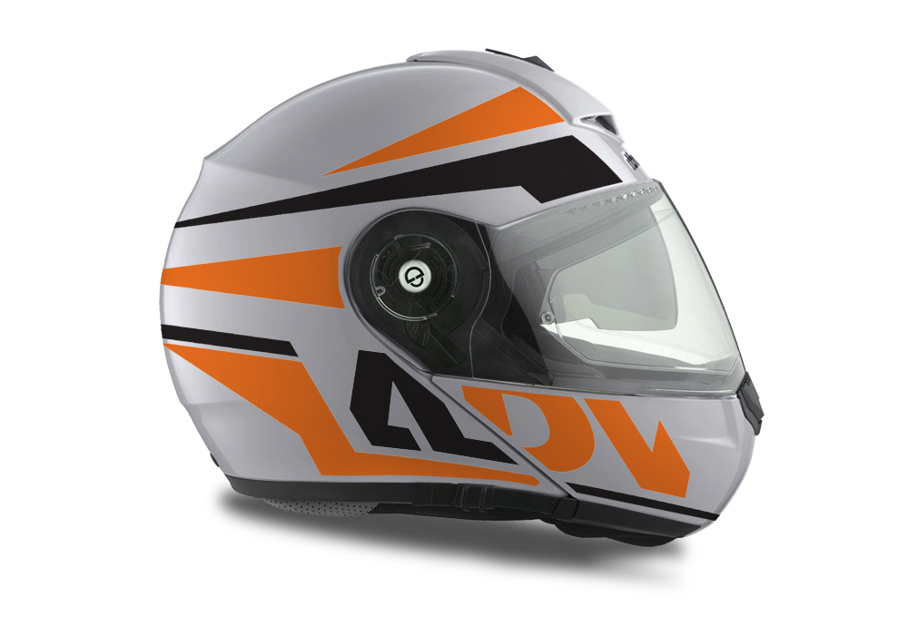 HEL 3075 Schuberth C3 Pro Helmet White Silver Vivo ADV Orange Black Stickers Kit 04
