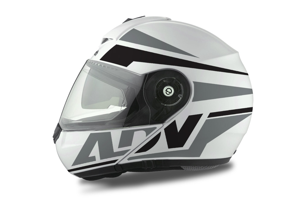 HEL 3076 Schuberth C3 Pro Helmet White Silver Vivo ADV Grey Black Stickers Kit 01