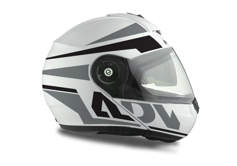 HEL 3076 Schuberth C3 Pro Helmet White Silver Vivo ADV Grey Black Stickers Kit 02