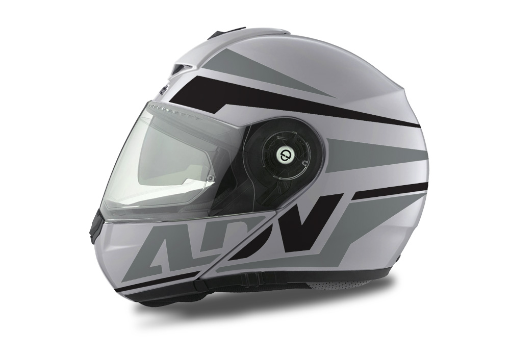 HEL 3076 Schuberth C3 Pro Helmet White Silver Vivo ADV Grey Black Stickers Kit 03