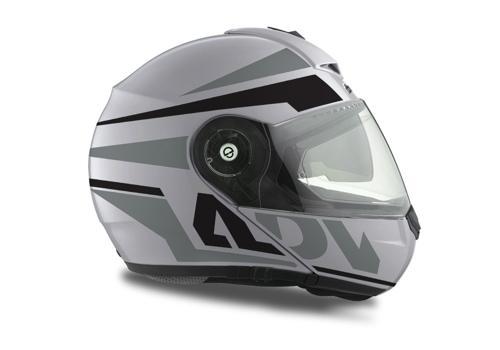 HEL 3076 Schuberth C3 Pro Helmet White Silver Vivo ADV Grey Black Stickers Kit 04