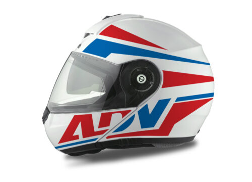 HEL 3077 Schuberth C3 Pro Helmet White Silver Vivo ADV Red Blue Stickers Kit 01