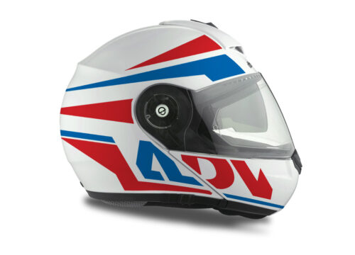 HEL 3077 Schuberth C3 Pro Helmet White Silver Vivo ADV Red Blue Stickers Kit 02