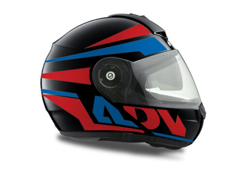 HEL 3080 Schuberth C3 Pro Helmet Black Anthracite Vivo ADV Red Blue Stickers Kit 02