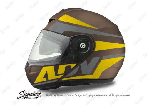 HEL 3086 Schuberth C3 Pro Helmet Metal Matte Vivo ADV Yellow Grey Stickers Kit 01