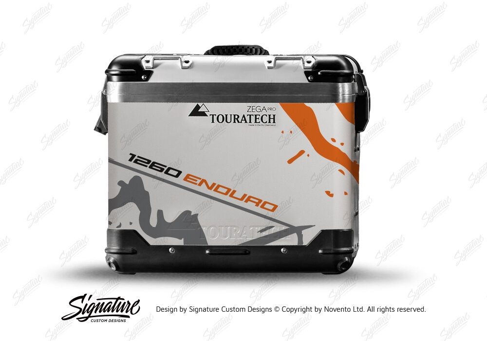 TSTI 3195 Touratech Zega Pro Aluminium Panniers Safari Series Grey Orange Stickers Kit 1260ENDURO