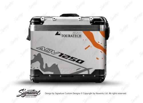 TSTI 3195 Touratech Zega Pro Aluminium Panniers Safari Series Grey Orange Stickers Kit ADV1250