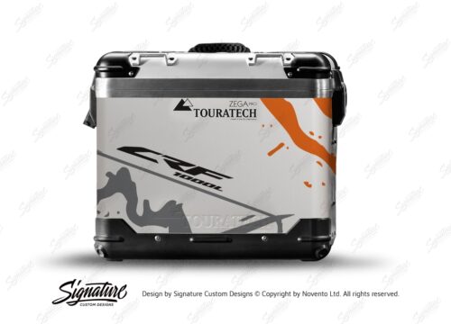 TSTI 3195 Touratech Zega Pro Aluminium Panniers Safari Series Grey Orange Stickers Kit CRF1000L