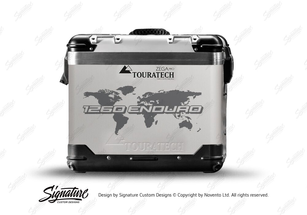 TSTI 3212 Touratech Zega Pro Aluminium Panniers The Globe Series Grey Stickers Kit 1260ENDURO