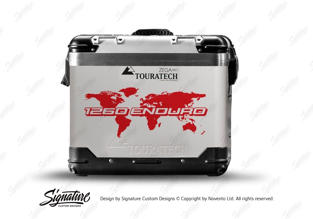 TSTI 3213 Touratech Zega Pro Aluminium Panniers The Globe Series Red Stickers Kit 1260ENDURO