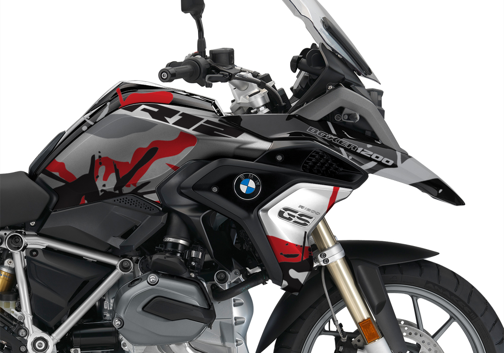 BKIT 3235 BMW R1200GS LC 2017 Black Storm Metallic Safari R12 Series Red Grey Stickers Kit 02