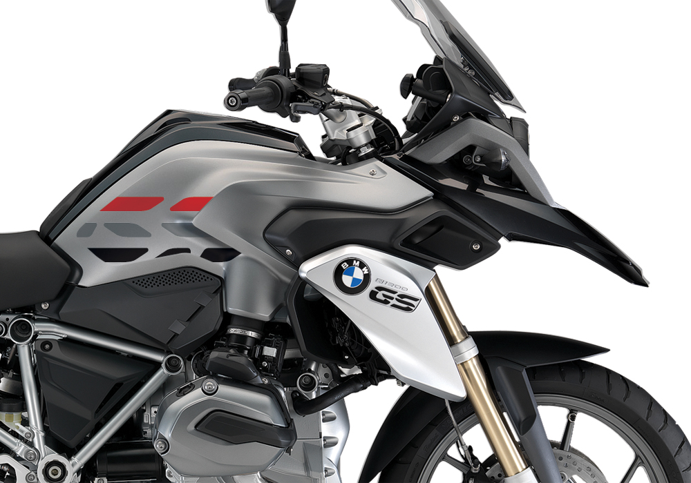 BSTI 3226 BMW R1200GS LC 2013 2016 Thunder Grey Metallic GS Lines Tank Stickers Red Silver 02