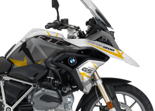 BKIT 3253 BMW R1200GS LC 2017 Alpine White Spike Series Yellow Grey Stickers Kit 02