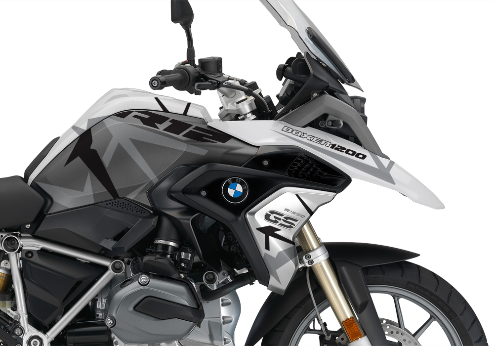 BKIT 3254 BMW R1200GS LC 2017 Alpine White Spike Series Black Grey Stickers Kit 02