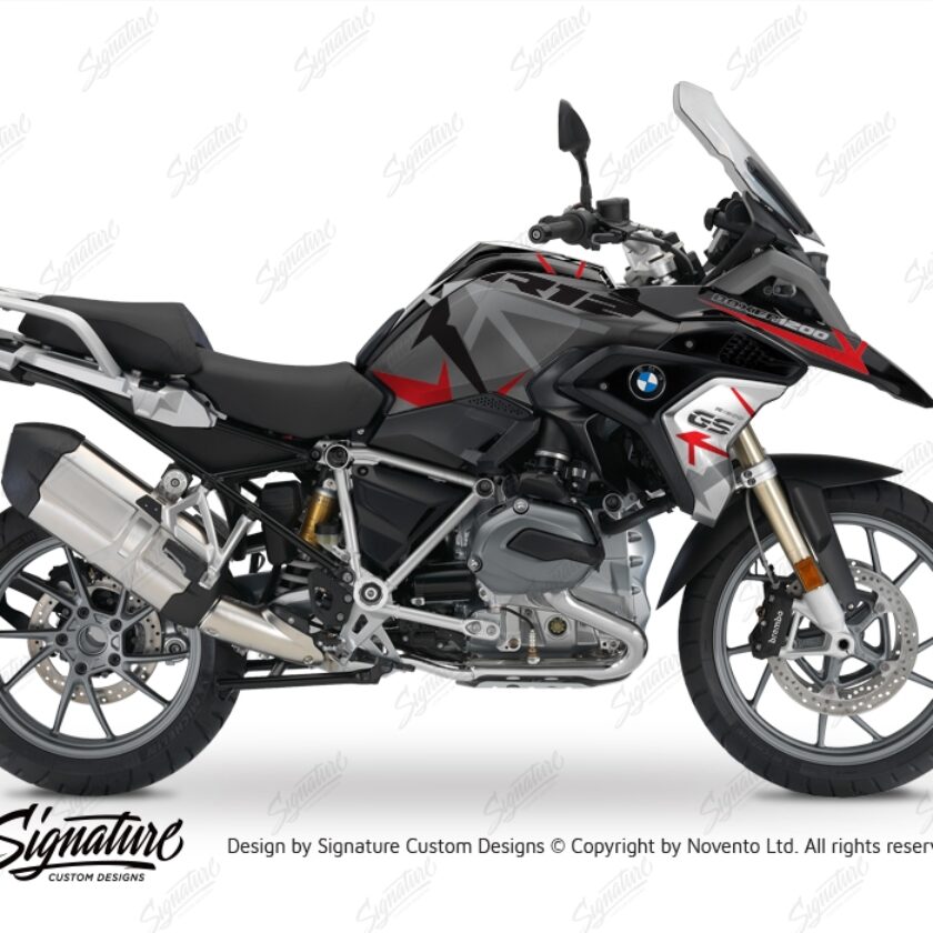 BMW R1200GS LC 2017+ Black Storm Spike Red & Grey Stickers Kit