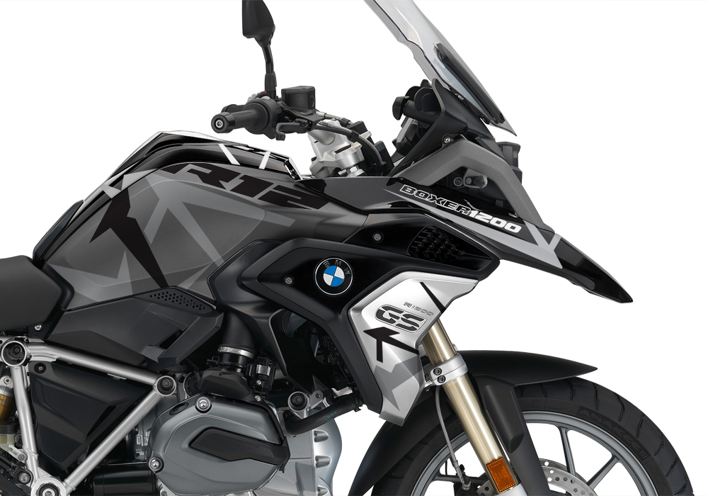 BKIT 3258 BMW R1200GS LC 2017 Black Storm Metallic Spike Series Black Grey Stickers Kit 02