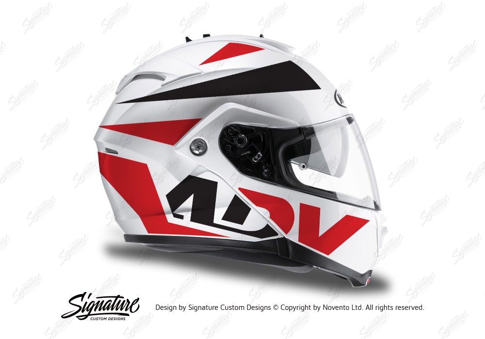 HEL 3267 HJC IS MAX II Helmet White Vivo Series Red Black Stickers Kit 02