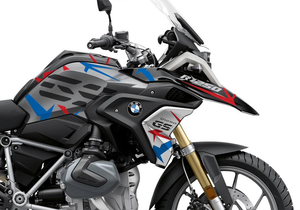 BKIT 3311 BMW R1250GS Black Storm Metallic Spike Red Blue Stickers Kit 02