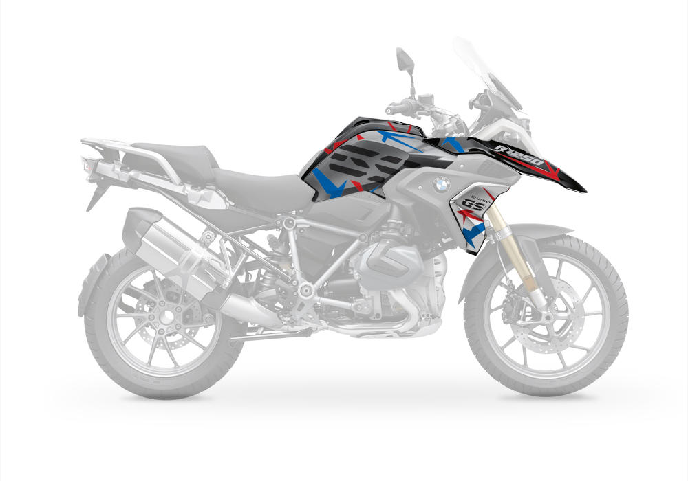 BKIT 3311 BMW R1250GS Black Storm Metallic Spike Red Blue Stickers Kit 03