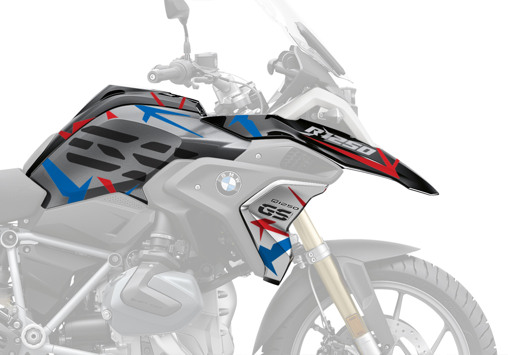 BKIT 3311 BMW R1250GS Black Storm Metallic Spike Red Blue Stickers Kit 04