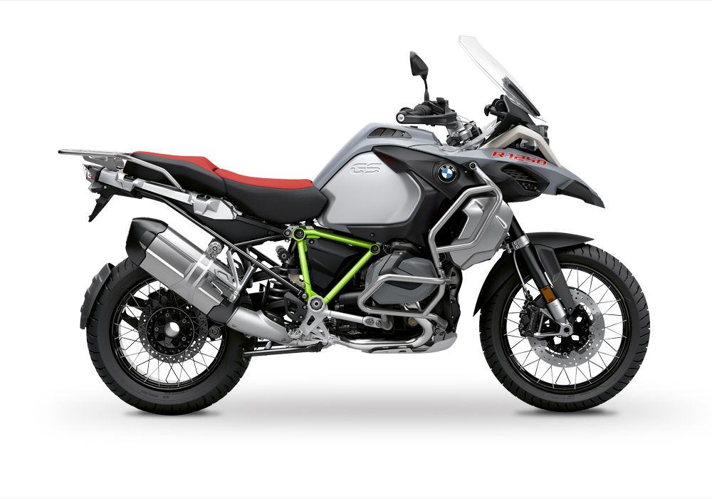 BFS 3345 BMW R1250GS Adventure 2019 Ice Grey Pyramid Frame Wrap Styling Kit Toxic Green 01