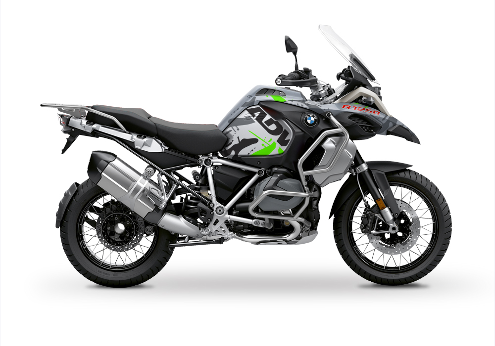 BKIT 3371 BMW R1250GS Adventure Ice Grey Safari Grey Fluo Green Stickers Kit 01