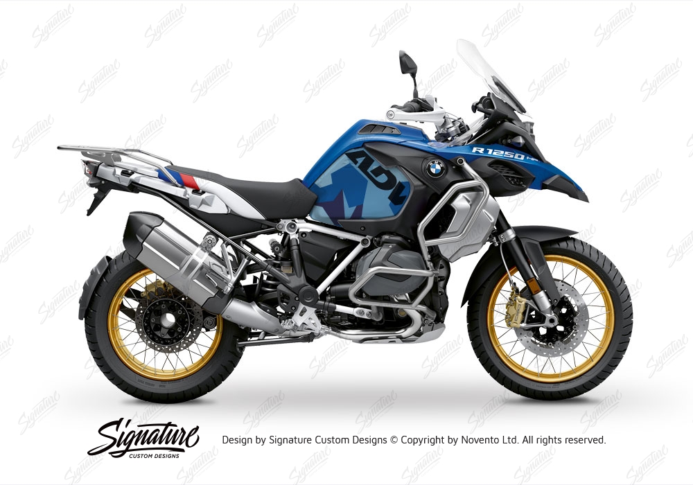 BMW R1250GS Adventure Style HP (Silver Tank) M90 Blue Camo Side Tanks