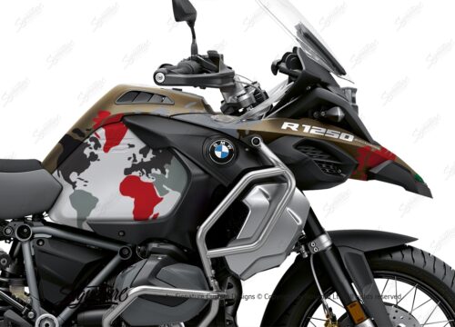 BKIT 3571 BMW R1250GS Adventure Style Exclusive The Globe Red Grey Stickers Kit 02