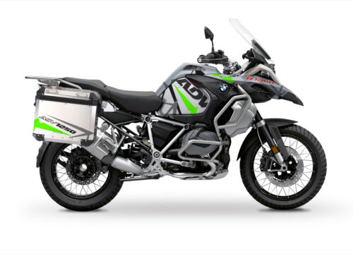 BSTI 3466 BMW R1250GS Adventure Pannier Spike Grey Fluo Green Stickers Kit 01