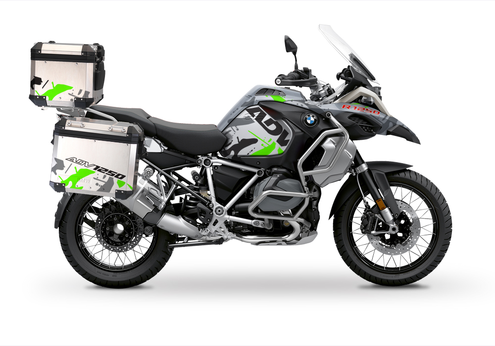 BSTI 3503 BMW R1250GS Adventure Top Box Safari Grey Fluo Green Stickers Kit 01