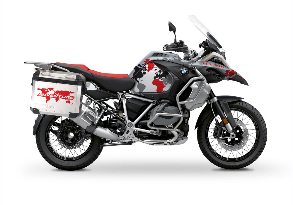 BSTI 3534 BMW R1250GS Adventure Panniers The Globe Red Stickers Kit 01