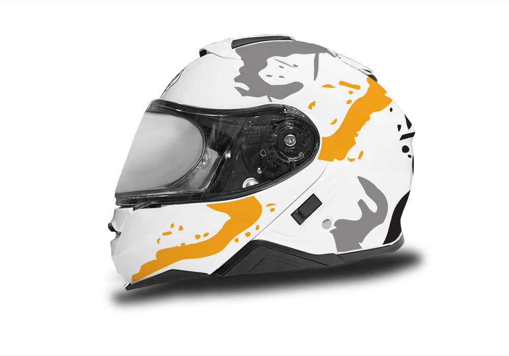 HEL 3645 Shoei Neotec II White Safari Series Yellow Grey Stickers Kit Left