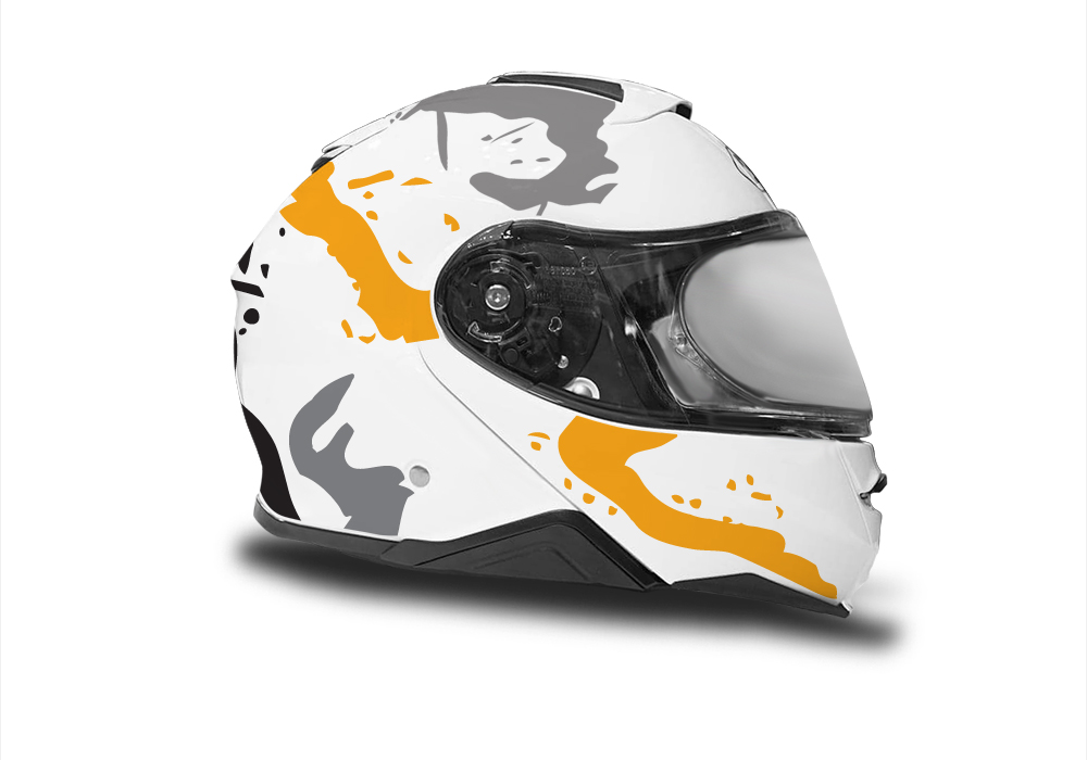 HEL 3645 Shoei Neotec II White Safari Series Yellow Grey Stickers Kit Right