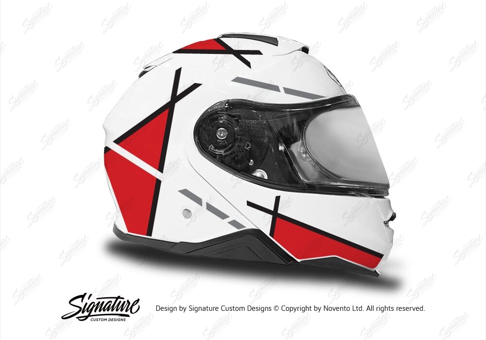 HEL 3654 Shoei Neotec II White Vector Series Red Stickers Kit Right