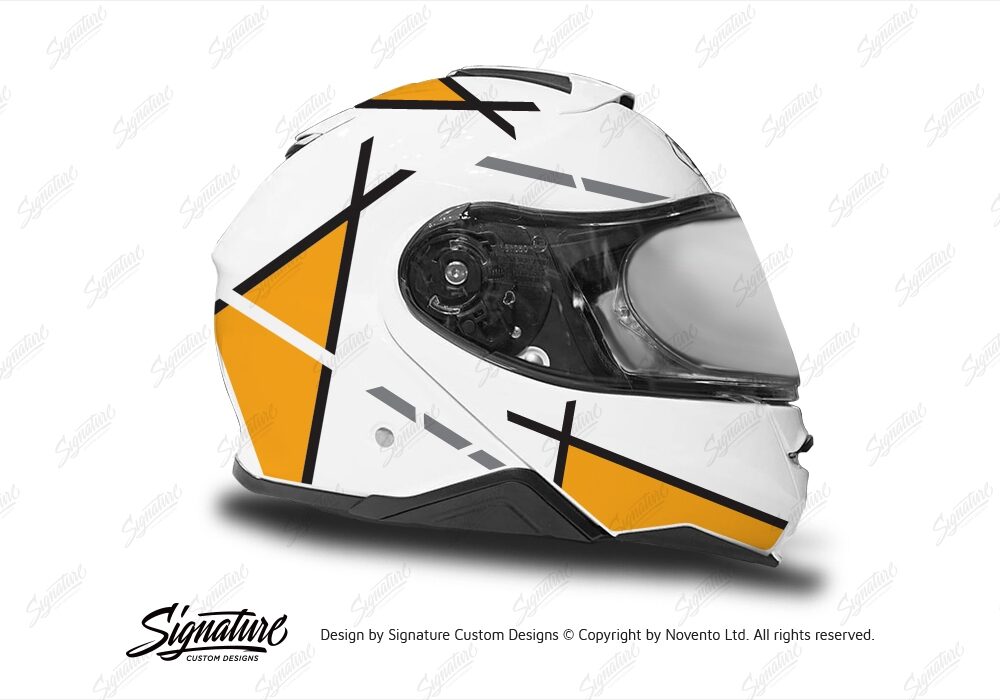 HEL 3656 Shoei Neotec II White Vector Series Yellow Stickers Kit Right