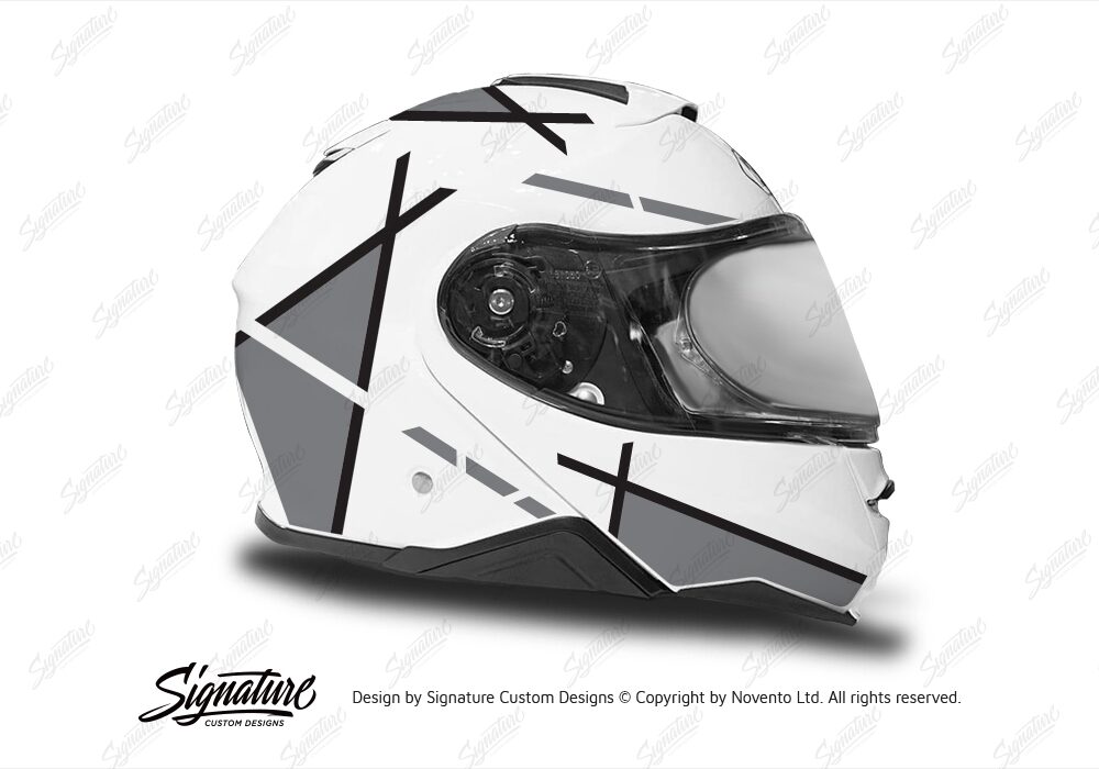 HEL 3657 Shoei Neotec II White Vector Series Grey Stickers Kit Right