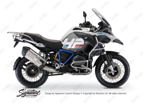 BKIT 3665 BMW R1200GS LC Adventure Alpine White HP Edition Side Tank Fender Stickers with Pyramid Frame Blue 01