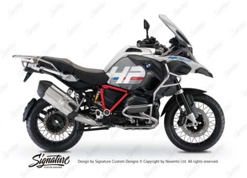 BKIT 3665 BMW R1200GS LC Adventure Alpine White HP Edition Side Tank Fender Stickers with Pyramid Frame Red 01