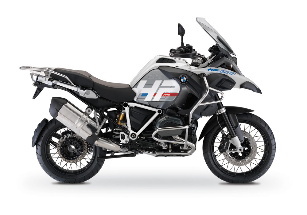 BKIT 3665 BMW R1200GS LC Adventure Alpine White HP Edition Side Tank Fender Stickers with Pyramid Frame White 01