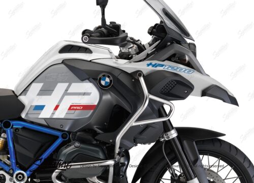 BKIT 3666 BMW R1200GS LC Adventure Alpine White HP Edition Side Tank Fender Stickers with Full Frame Blue 02