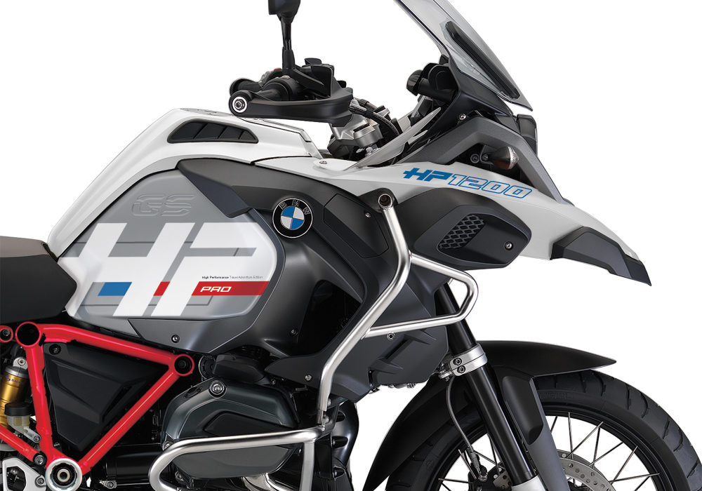 BKIT 3666 BMW R1200GS LC Adventure Alpine White HP Edition Side Tank Fender Stickers with Full Frame Red 02