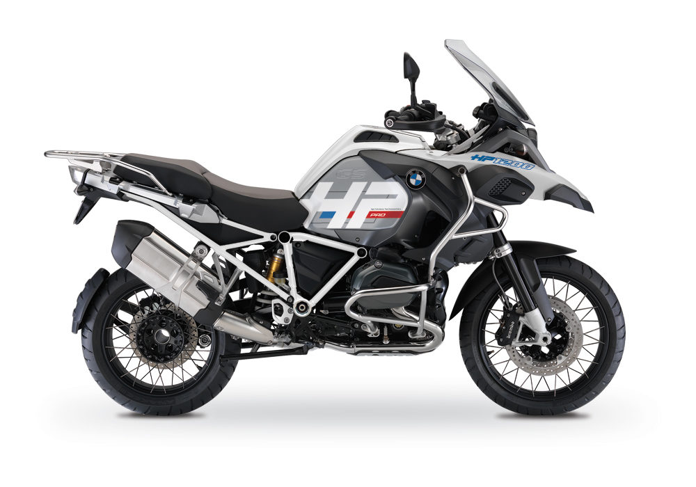 BKIT 3666 BMW R1200GS LC Adventure Alpine White HP Edition Side Tank Fender Stickers with Full Frame White 01