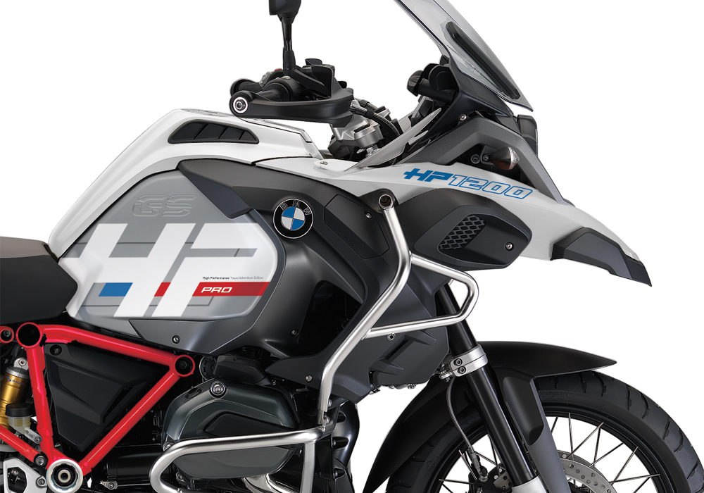 BKIT 3669 BMW R1200GS LC Adventure Alpine White HP Edition Side Tank Fender Stickers with Full Frame Panniers Red 02
