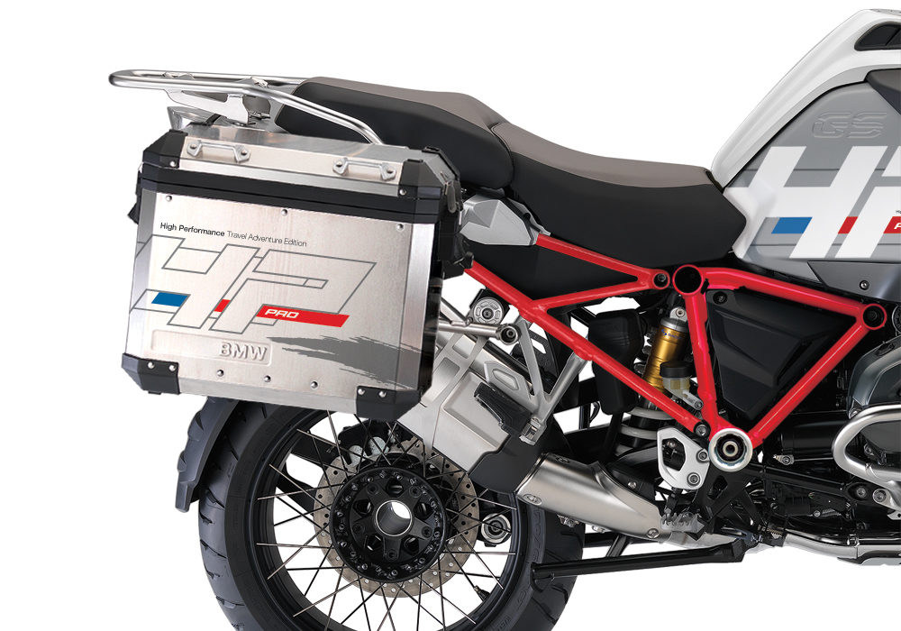 BKIT 3669 BMW R1200GS LC Adventure Alpine White HP Edition Side Tank Fender Stickers with Full Frame Panniers Red 03