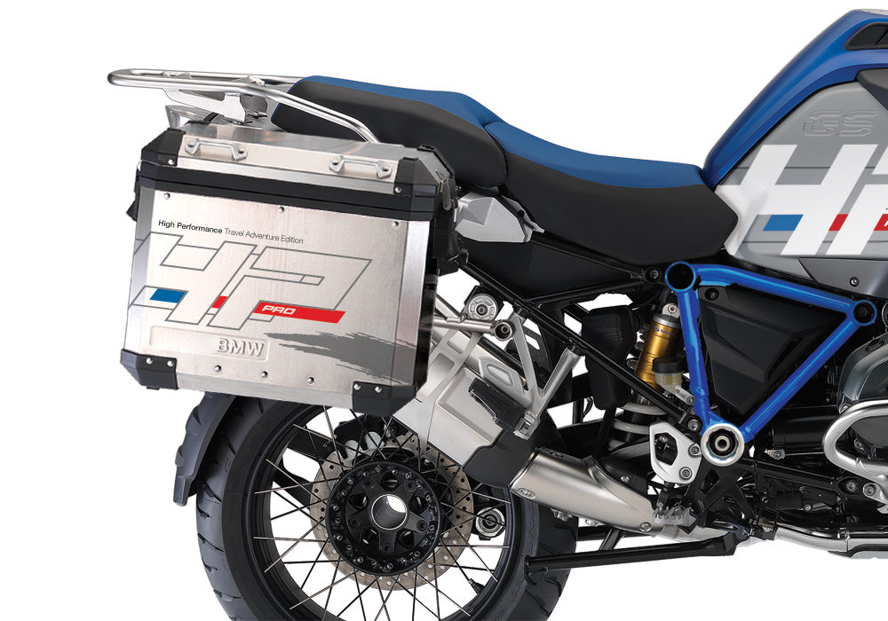 BKIT 3674 BMW R1200GS LC Adventure Racing Blue HP Edition Side Tank Fender Stickers with Pyramid Frame Panniers Blue 03