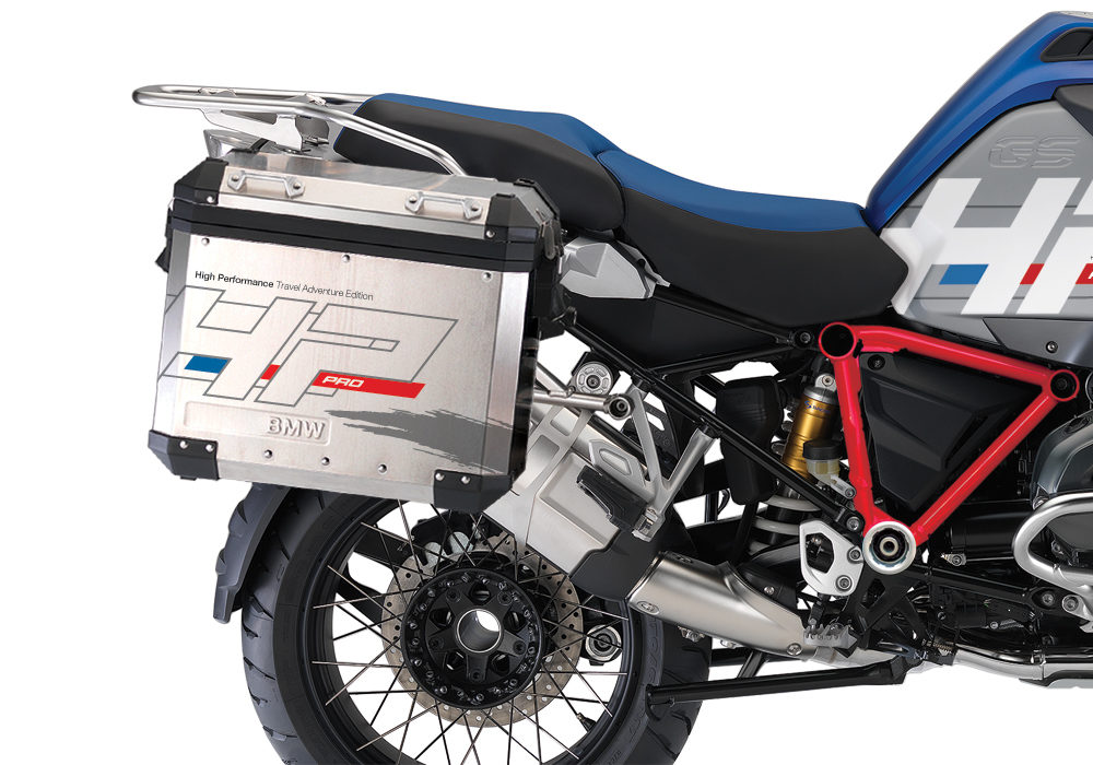 BKIT 3674 BMW R1200GS LC Adventure Racing Blue HP Edition Side Tank Fender Stickers with Pyramid Frame Panniers Red 03