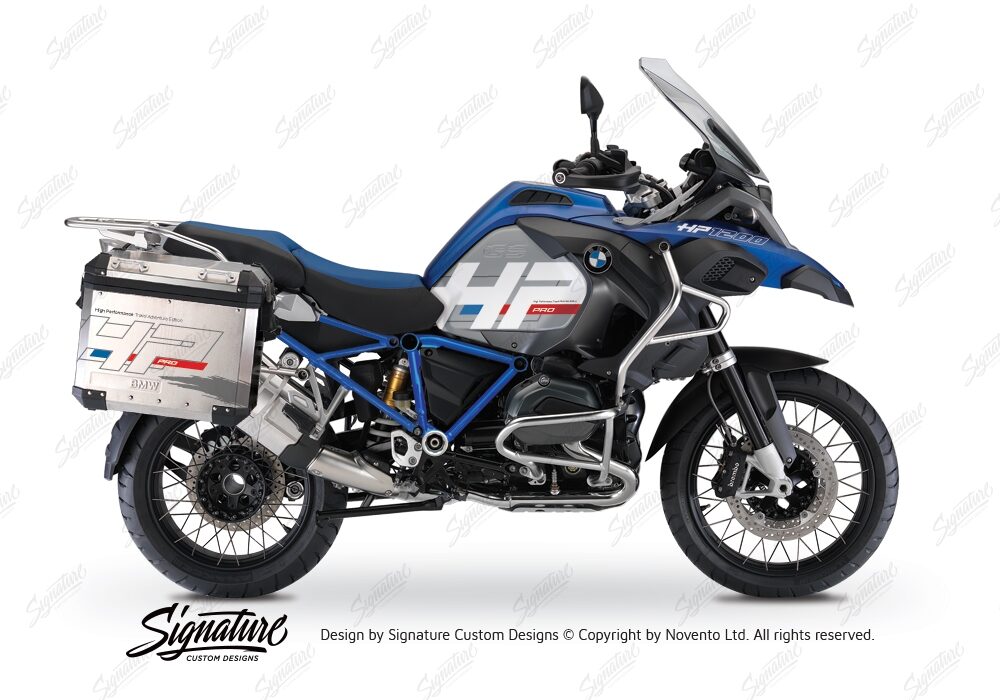 BKIT 3675 BMW R1200GS LC Adventure Racing Blue HP Edition Side Tank Fender Stickers with Full Frame Panniers Blue 01