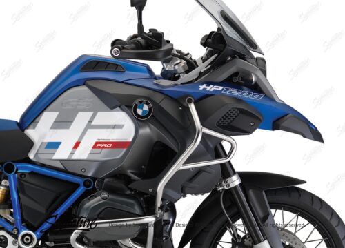 BKIT 3675 BMW R1200GS LC Adventure Racing Blue HP Edition Side Tank Fender Stickers with Full Frame Panniers Blue 02