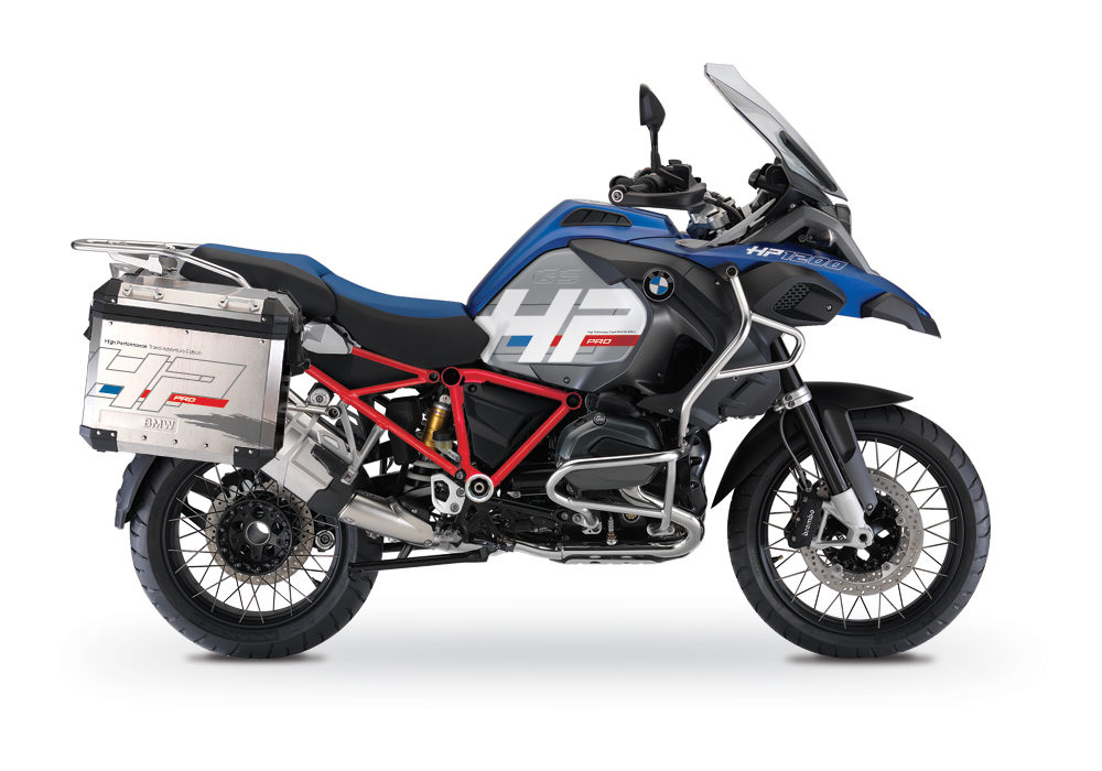 BKIT 3675 BMW R1200GS LC Adventure Racing Blue HP Edition Side Tank Fender Stickers with Full Frame Panniers Red 01