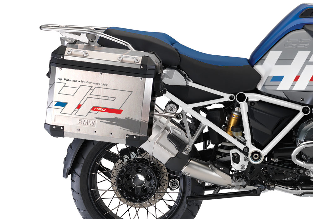 BKIT 3675 BMW R1200GS LC Adventure Racing Blue HP Edition Side Tank Fender Stickers with Full Frame Panniers White 03